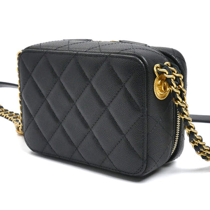 CHANEL シャネル ミニカメラバッグ チェーンショルダー ショルダーバッグ ブラック AP2858 キャビアスキン レディース【中古】【美品】