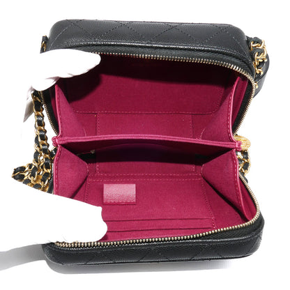 CHANEL シャネル ミニカメラバッグ チェーンショルダー ショルダーバッグ ブラック AP2858 キャビアスキン レディース【中古】【美品】