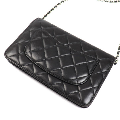 CHANEL シャネル チェーンウォレット ラムスキン ショルダーバッグ ブラック AP0250 レディース【中古】