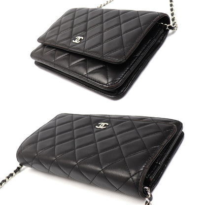 CHANEL シャネル チェーンウォレット ラムスキン ショルダーバッグ ブラック AP0250 レディース【中古】