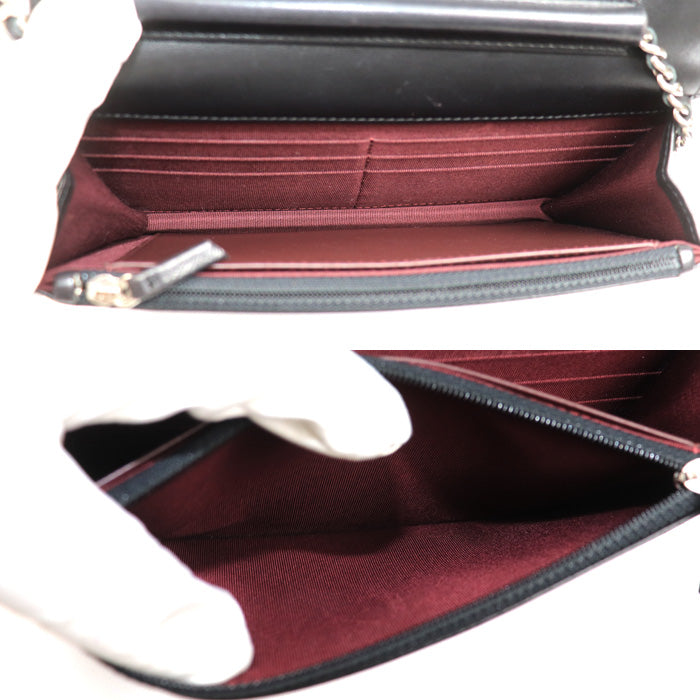 CHANEL シャネル チェーンウォレット ラムスキン ショルダーバッグ ブラック AP0250 レディース【中古】