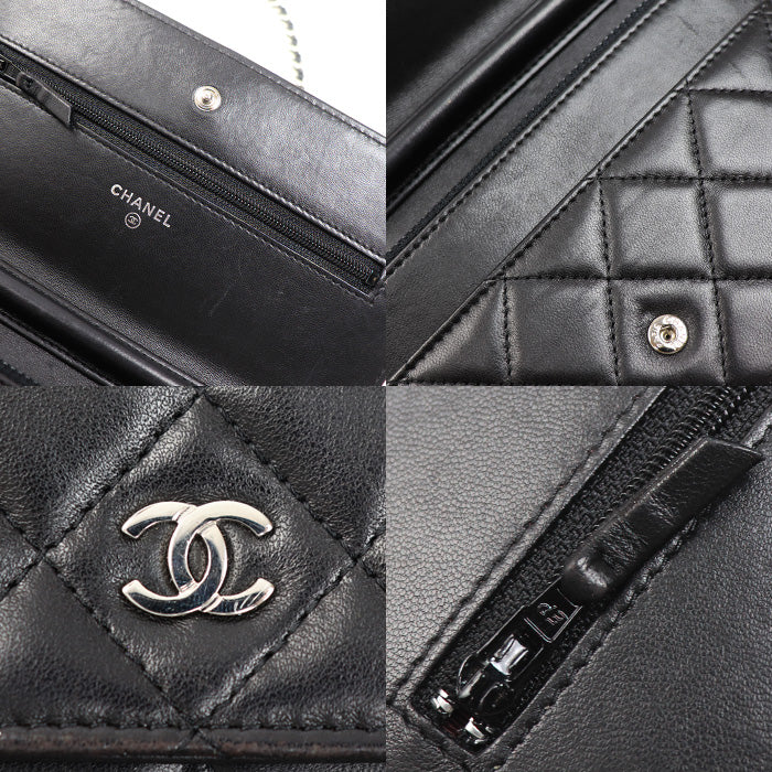 CHANEL シャネル チェーンウォレット ラムスキン ショルダーバッグ ブラック AP0250 レディース【中古】