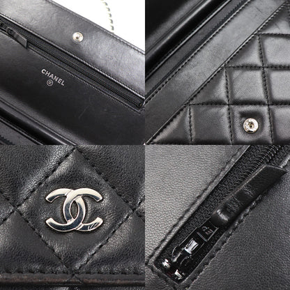 CHANEL シャネル チェーンウォレット ラムスキン ショルダーバッグ ブラック AP0250 レディース【中古】