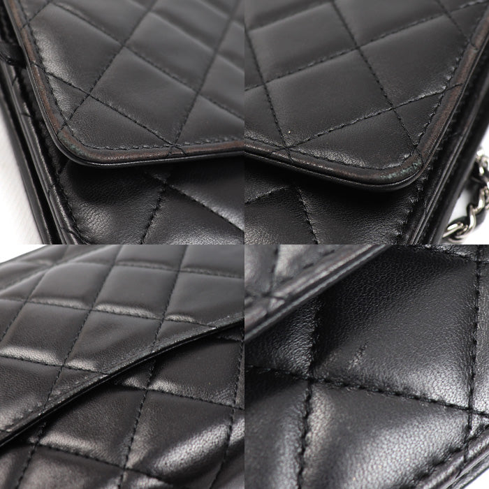 CHANEL シャネル チェーンウォレット ラムスキン ショルダーバッグ ブラック AP0250 レディース【中古】