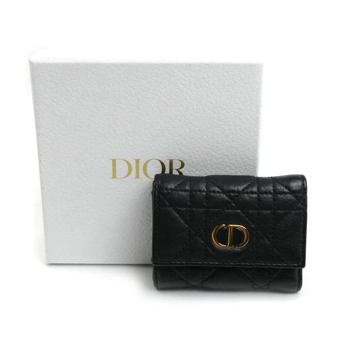 Dior ディオール カロ ヴェロニア 三つ折り財布 ブラック S5251UWHC_M900 レディース【中古】