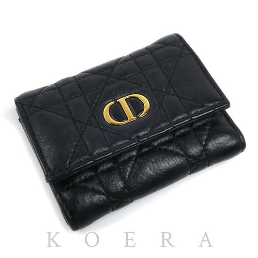 Dior ディオール カロ ヴェロニア 三つ折り財布 ブラック S5251UWHC_M900 レディース【中古】