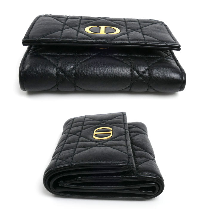 Dior ディオール カロ ヴェロニア 三つ折り財布 ブラック S5251UWHC_M900 レディース【中古】