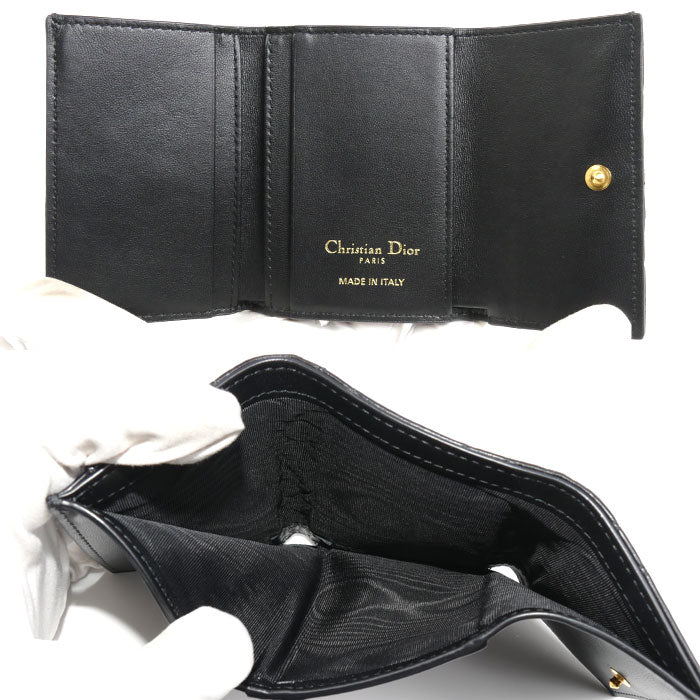 Dior ディオール カロ ヴェロニア 三つ折り財布 ブラック S5251UWHC_M900 レディース【中古】