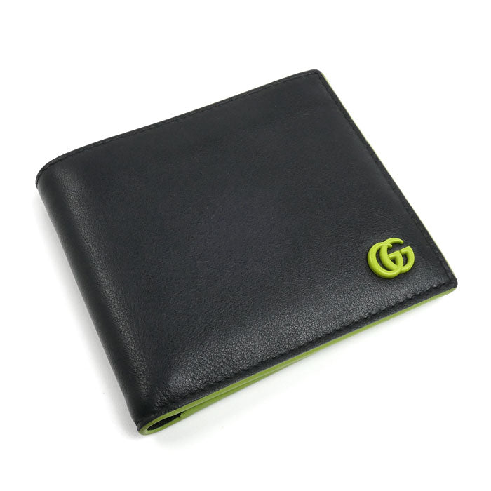GUCCI グッチ ダブルG プチマーモント 二つ折り財布 ブラック 835048 AAE1V 1060 メンズ【中古】
