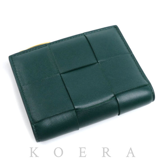 BOTTEGAVENETA ボッテガヴェネタ カセット スモール 二つ折り財布 エメラルドグリーン 742698VCQC43049 レディース【中古】