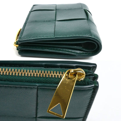 BOTTEGAVENETA ボッテガヴェネタ カセット スモール 二つ折り財布 エメラルドグリーン 742698VCQC43049 レディース【中古】