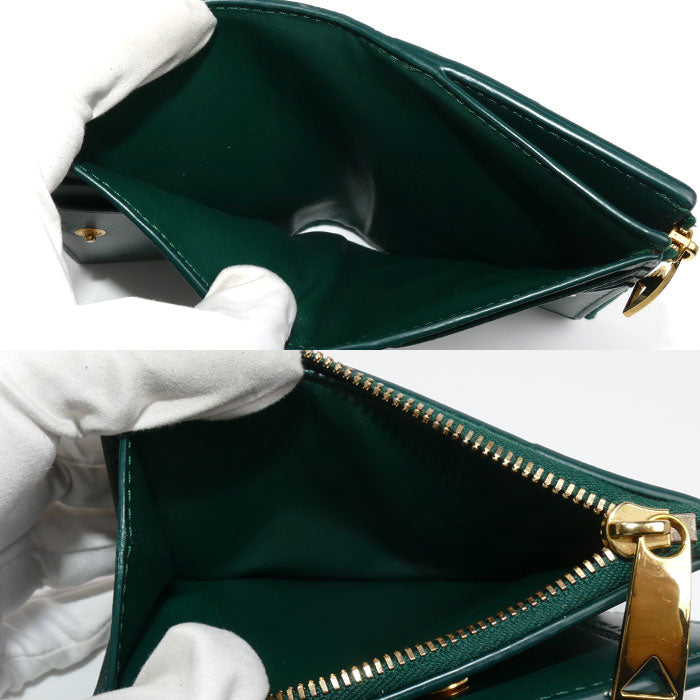 BOTTEGAVENETA ボッテガヴェネタ カセット スモール 二つ折り財布 エメラルドグリーン 742698VCQC43049 レディース【中古】