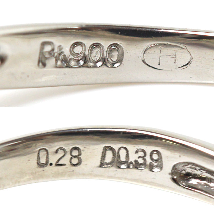Pt900プラチナ フラワーモチーフ リング・指輪 ダイヤ0.39ct ルビー0.28ct 16号 4.9g レディース【中古】