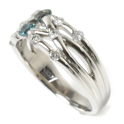Pt900プラチナ リング・指輪 ダイヤモンド0.29ct アレキサンドライト0.31ct 14号 7.6g【中古】【美品】