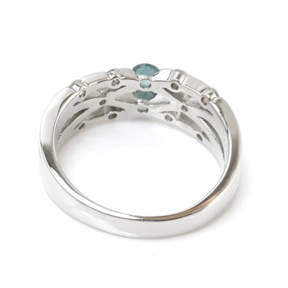 Pt900プラチナ リング・指輪 ダイヤモンド0.29ct アレキサンドライト0.31ct 14号 7.6g【中古】【美品】