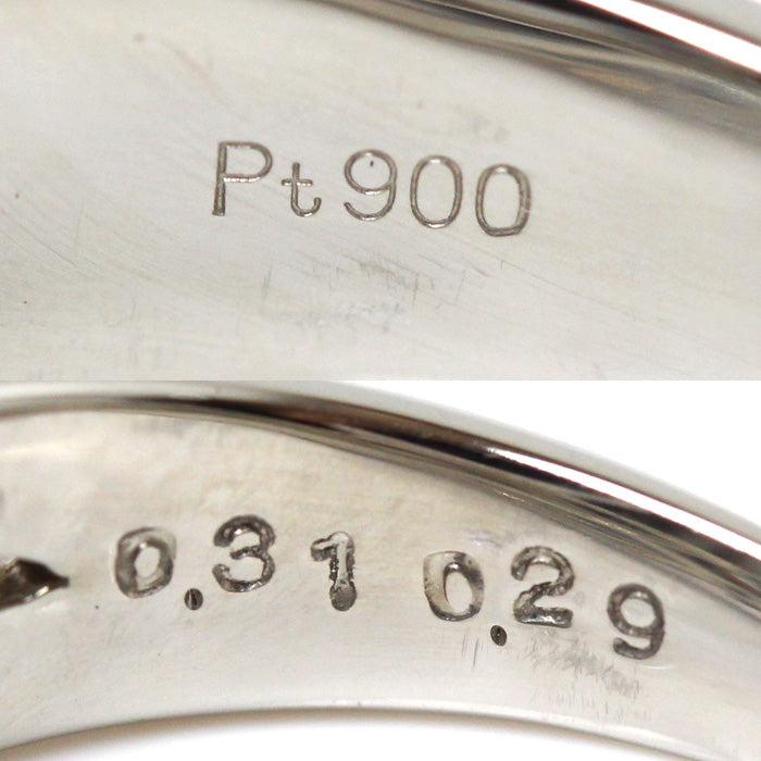 Pt900プラチナ リング・指輪 ダイヤモンド0.29ct アレキサンドライト0.31ct 14号 7.6g【中古】【美品】