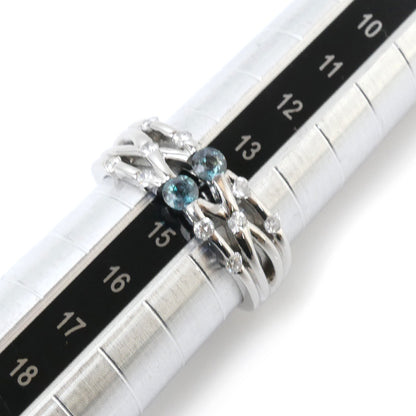 Pt900プラチナ リング・指輪 ダイヤモンド0.29ct アレキサンドライト0.31ct 14号 7.6g【中古】【美品】