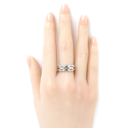 Pt900プラチナ リング・指輪 ダイヤモンド0.29ct アレキサンドライト0.31ct 14号 7.6g【中古】【美品】