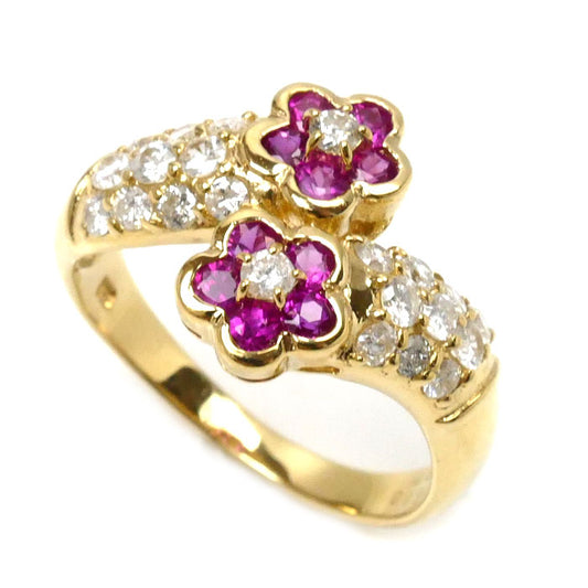 K18YG イエローゴールド リング・指輪 ルビー0.58ct ダイヤモンド0.57ct 12.5号 4.3g レディース【中古】