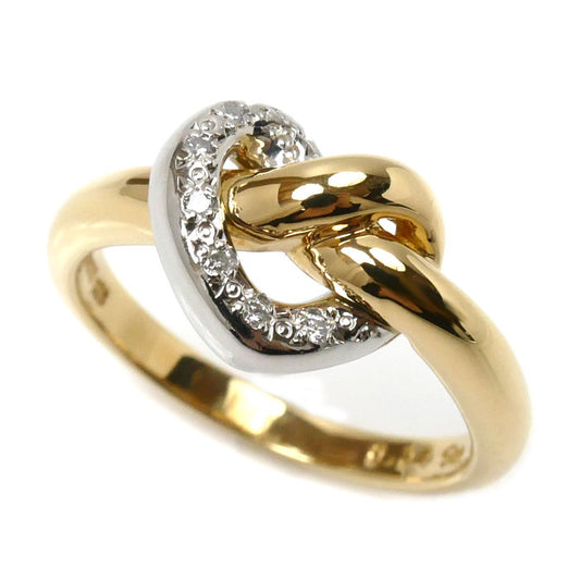 STAR JEWELRY スタージュエリー K18YG イエローゴールド Pt900プラチナ ハートモチーフ リング・指輪 ダイヤモンド0.04ct 8号 3.8g レディース【中古】【美品】