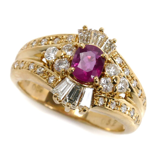 K18YG イエローゴールド リング・指輪 ルビー0.52ct ダイヤモンド0.69ct 11号 4.5g レディース【中古】