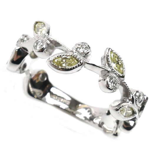 K18WG ホワイトゴールド リーフ リング・指輪 ダイヤモンド0.52ct 11号 3.7g レディース【中古】