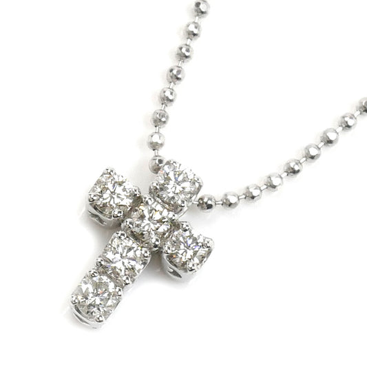 Ponte Vecchio ポンテヴェキオ K18WG ホワイトゴールド クロス ネックレス ダイヤモンド0.24ct 2.8g 40cm レディース【中古】