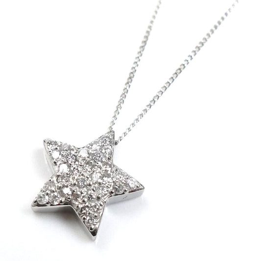 Pt900プラチナ Pt850プラチナ 星 スター ネックレス ダイヤモンド0.30ct 3.2g 46cm レディース【中古】