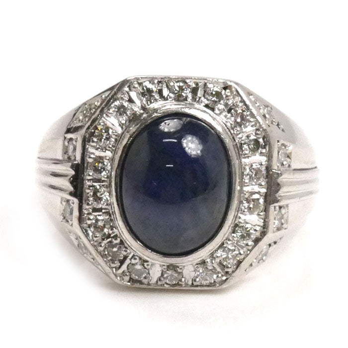 Pt900プラチナ リング・指輪 サファイア8.45ct ダイヤモンド0.56ct 20号 28.6g メンズ【中古】