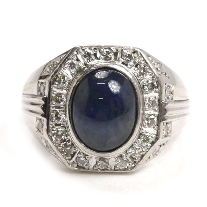 Pt900プラチナ リング・指輪 サファイア8.45ct ダイヤモンド0.56ct 20号 28.6g メンズ【中古】