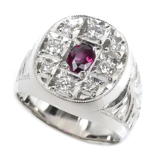 Pt900プラチナ リング・指輪 ルビー0.38ct ダイヤモンド0.41ct 20号 31.2g メンズ【中古】【美品】
