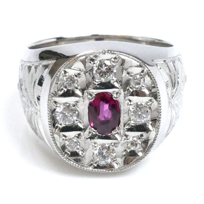 Pt900プラチナ リング・指輪 ルビー0.38ct ダイヤモンド0.41ct 20号 31.2g メンズ【中古】【美品】