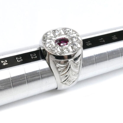 Pt900プラチナ リング・指輪 ルビー0.38ct ダイヤモンド0.41ct 20号 31.2g メンズ【中古】【美品】