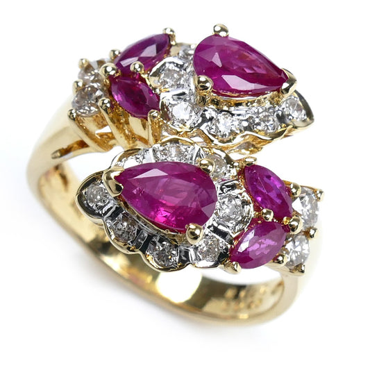 K18YG イエローゴールド リング・指輪 ルビー1.20ct ダイヤモンド0.45ct 12号 6.5g レディース【中古】