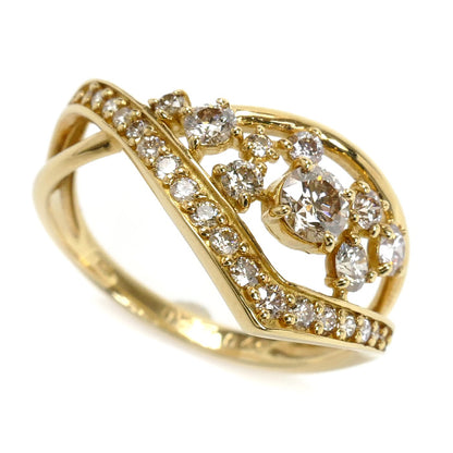 K18YG イエローゴールド リング・指輪 ダイヤモンド0.20ct/0.49ct 12号 3.1g レディース【中古】