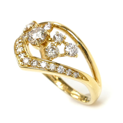 K18YG イエローゴールド リング・指輪 ダイヤモンド0.20ct/0.49ct 12号 3.1g レディース【中古】