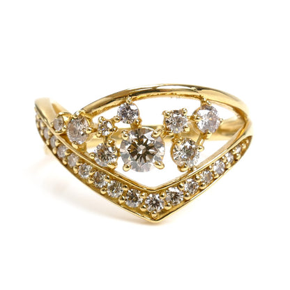 K18YG イエローゴールド リング・指輪 ダイヤモンド0.20ct/0.49ct 12号 3.1g レディース【中古】