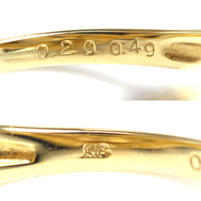 K18YG イエローゴールド リング・指輪 ダイヤモンド0.20ct/0.49ct 12号 3.1g レディース【中古】