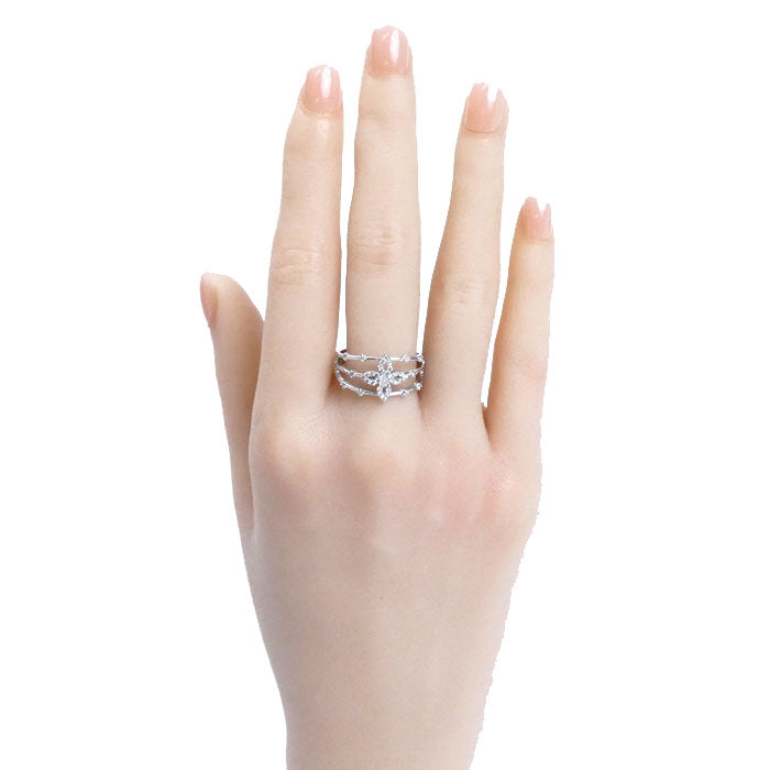 K18WG ホワイトゴールド リング・指輪 ダイヤモンド0.25ct 17号 3.4g レディース【中古】【美品】