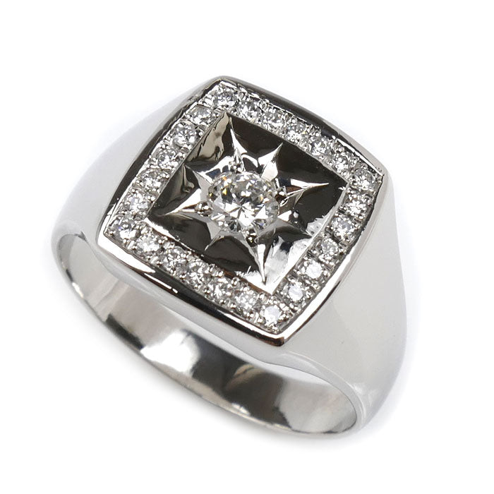 Pt900プラチナ ダイヤ リング・指輪 ダイヤモンド0.24ct/0.21ct 23号 18.6g メンズ【中古】【美品】