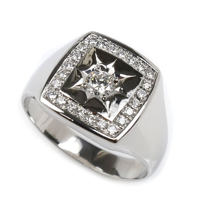 Pt900プラチナ ダイヤ リング・指輪 ダイヤモンド0.24ct/0.21ct 23号 18.6g メンズ【中古】【美品】