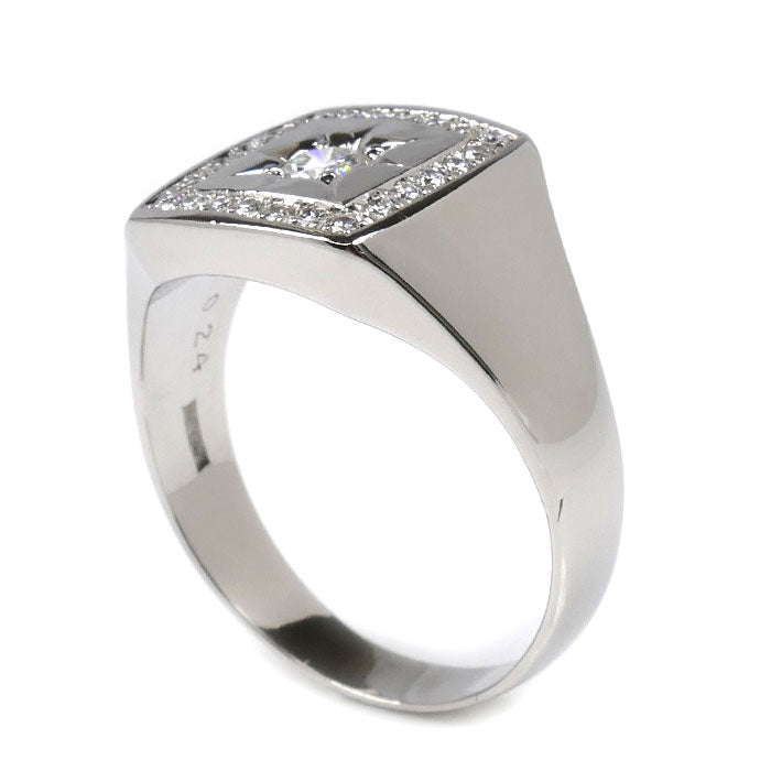 Pt900プラチナ ダイヤ リング・指輪 ダイヤモンド0.24ct/0.21ct 23号 18.6g メンズ【中古】【美品】