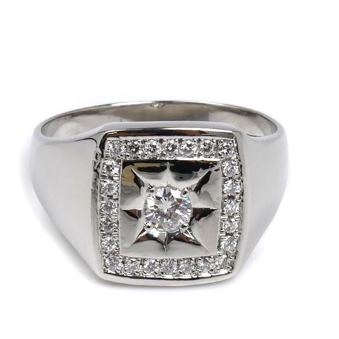 Pt900プラチナ ダイヤ リング・指輪 ダイヤモンド0.24ct/0.21ct 23号 18.6g メンズ【中古】【美品】