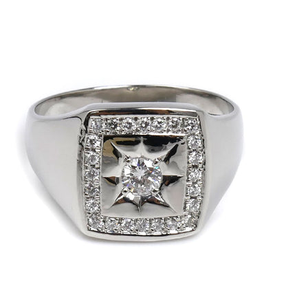 Pt900プラチナ ダイヤ リング・指輪 ダイヤモンド0.24ct/0.21ct 23号 18.6g メンズ【中古】【美品】