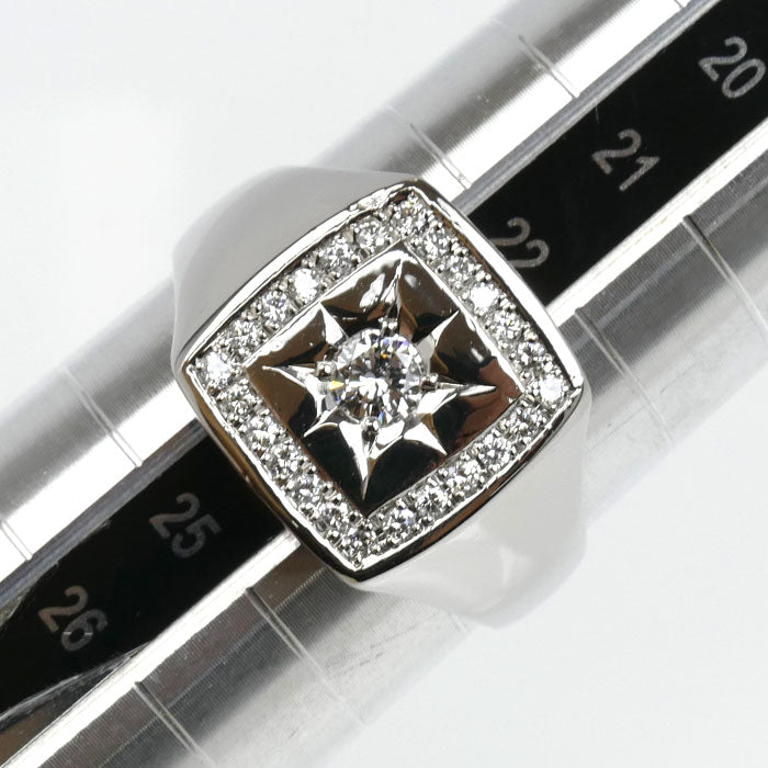 Pt900プラチナ ダイヤ リング・指輪 ダイヤモンド0.24ct/0.21ct 23号 18.6g メンズ【中古】【美品】