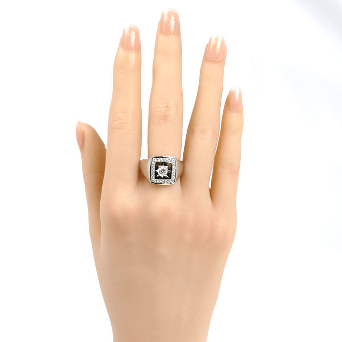 Pt900プラチナ ダイヤ リング・指輪 ダイヤモンド0.24ct/0.21ct 23号 18.6g メンズ【中古】【美品】