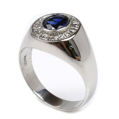 Pt900プラチナ サファイア ダイヤ リング・指輪 サファイア1.14ct ダイヤモンド0.17ct 20号 12.6g メンズ【中古】【美品】