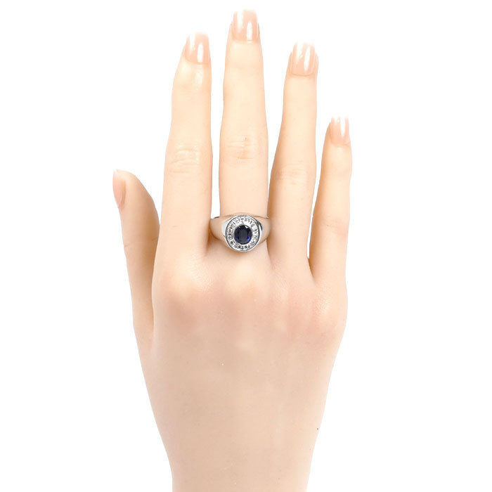 Pt900プラチナ サファイア ダイヤ リング・指輪 サファイア1.14ct ダイヤモンド0.17ct 20号 12.6g メンズ【中古】【美品】