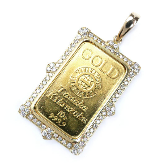 K18YG イエローゴールド K24YG イエローゴールド インゴット 10.0g ペンダントトップ ダイヤモンド0.70ct 15.8g メンズ【中古】