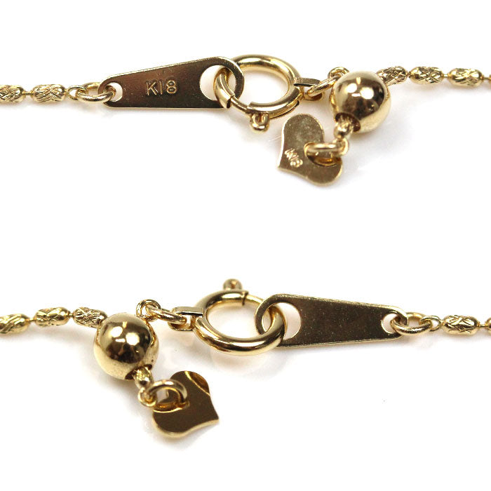 K18YG イエローゴールド ネックレス 3.1g ～45cm カットシリンダー レディース【中古】